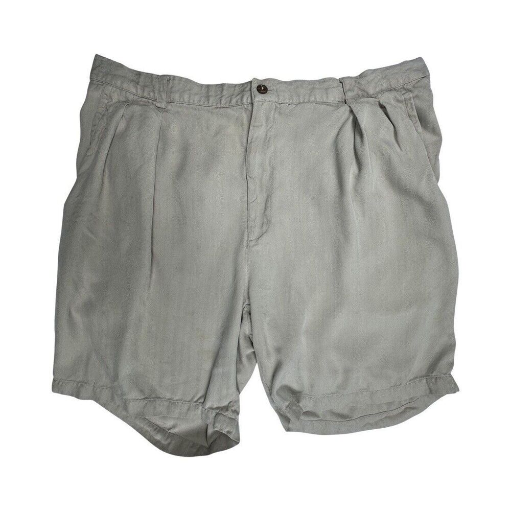 TOMMY BAHAMA MENS SHORTS SIZE 40 100% Silk Tan Beige Pleated Golf Casual Active